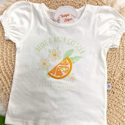 Conj. Blusa Deixe o Amor Crescer e Short Limões - Off White  